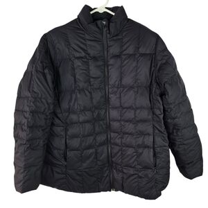 Lands End Jacket Womens L / P(14/16) Black Quilted Puffer Goose Down Zip Coat
